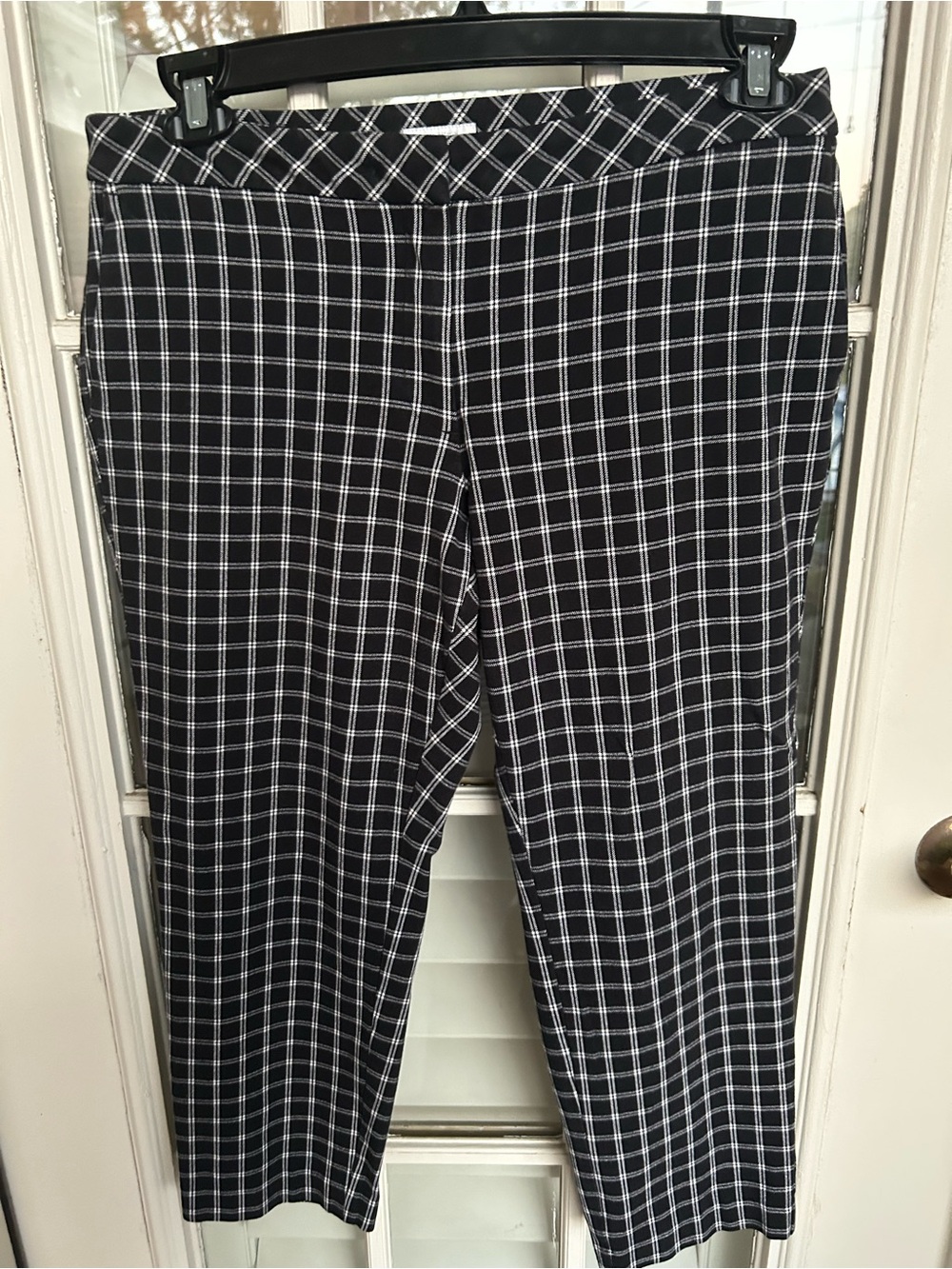 J. Jill Black and White Windowpane Plaid Pants